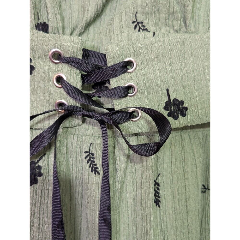 Sage Green Botanical Maxi Dress Corset Waist Cottagecore Small - Picture 5 of 6